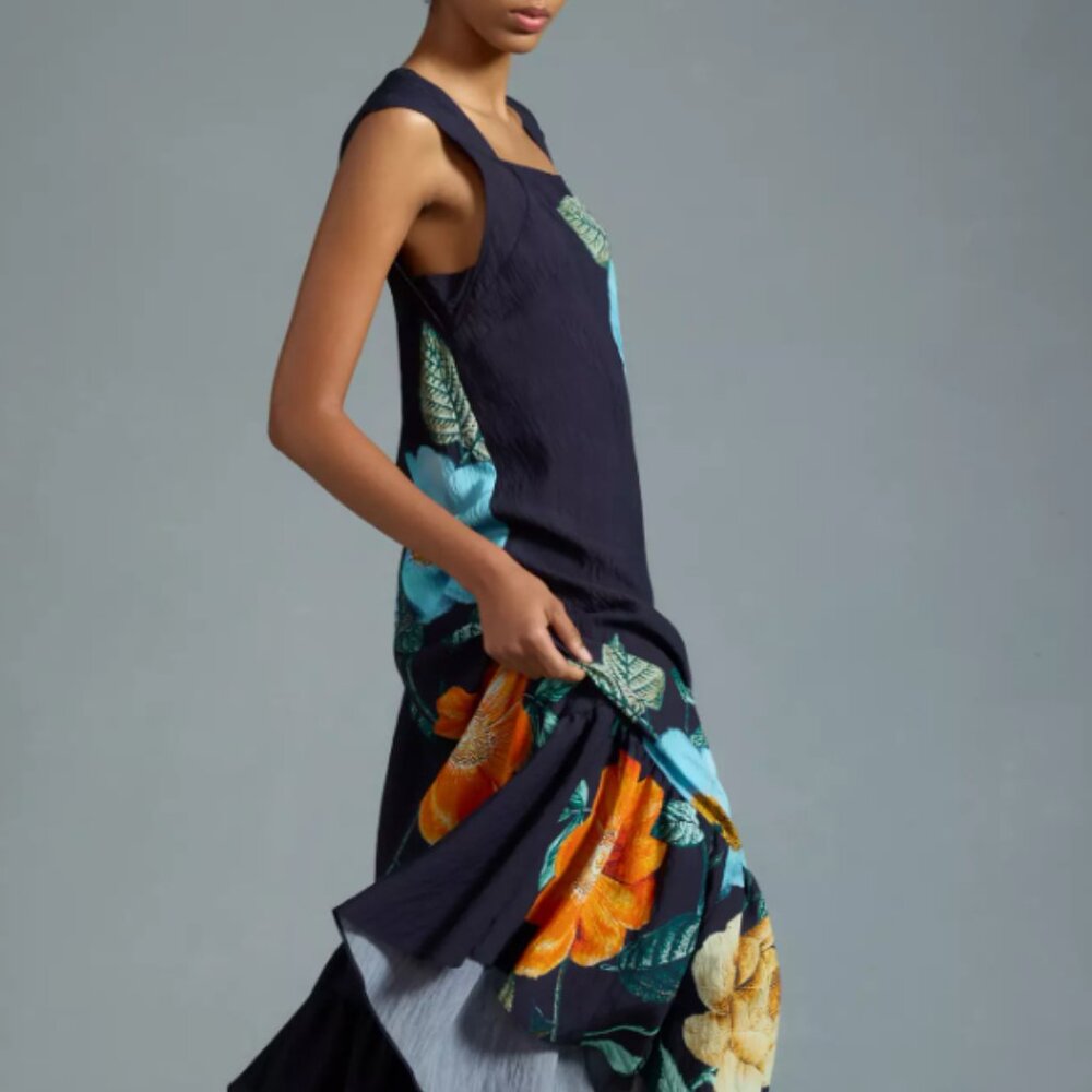 Anthropologie Maeve Square-Neck Pleated Dress - Picture 4 of 5